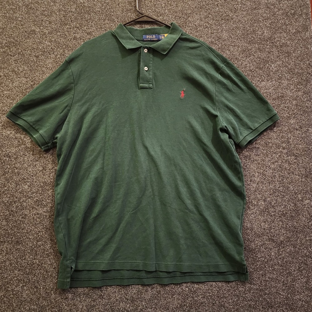 Polo Ralph Lauren Mens XL Forest Green Short Sleeve Polo Shirt Red Pony Logo